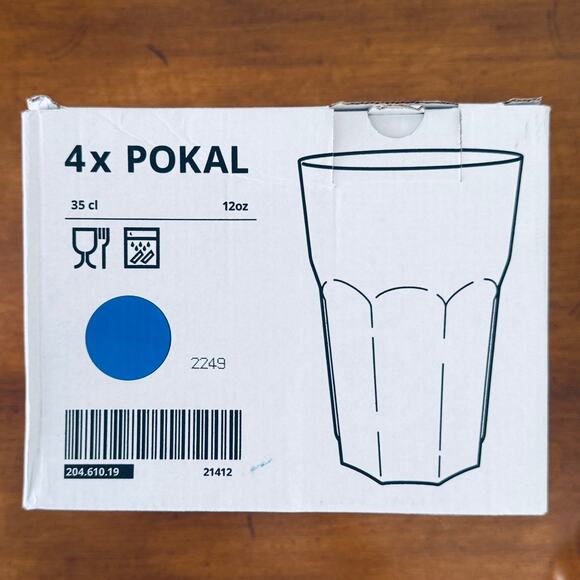 IKEA POKAL Blue 12 oz Glasses (Set of 4) - Picture 1 of 5